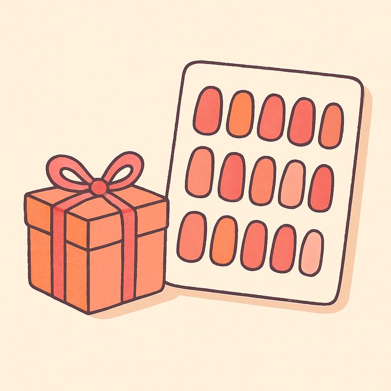 ネイルチップと梱包箱のイラスト